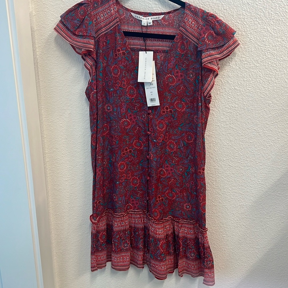 Veronica Beard.   Summer dress, button down front, ruffle hem and sleeve!